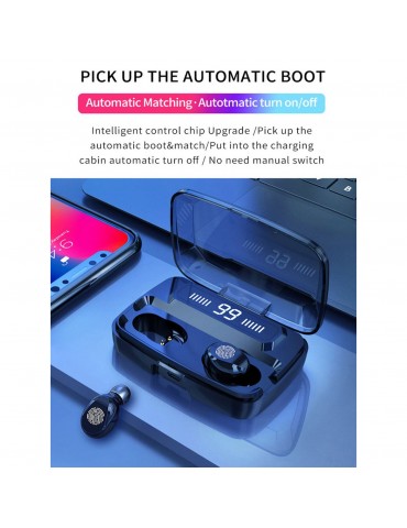 F9 In-Ear BT Earphones with Stereo Sound Noise Reduction Waterproof Sport Earbuds with LED-Digital Display Touch-Control Headphones HD Call Earbuds with MIC Compatible with iOS Android