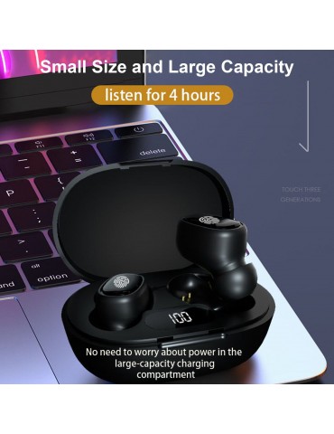True Wireless Stereo-100 Wireless In-Ear Earbuds with Stereo Sound Noise Reduction Waterproof BT 5.1 Earphones with LED-Digital Display Touch-Control Headphones Headsets with HD Call for Sport Music