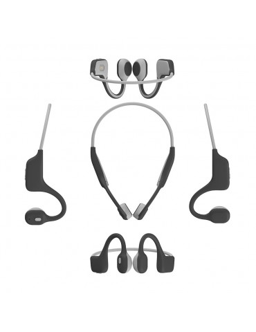 DG08 Wireless Bone Conduction Headphones Bluetooth Sweat Proof with Earbuds Outdoor Sports Headset USB Charging Earphone with Microphone for Driving Cycling Running Gym